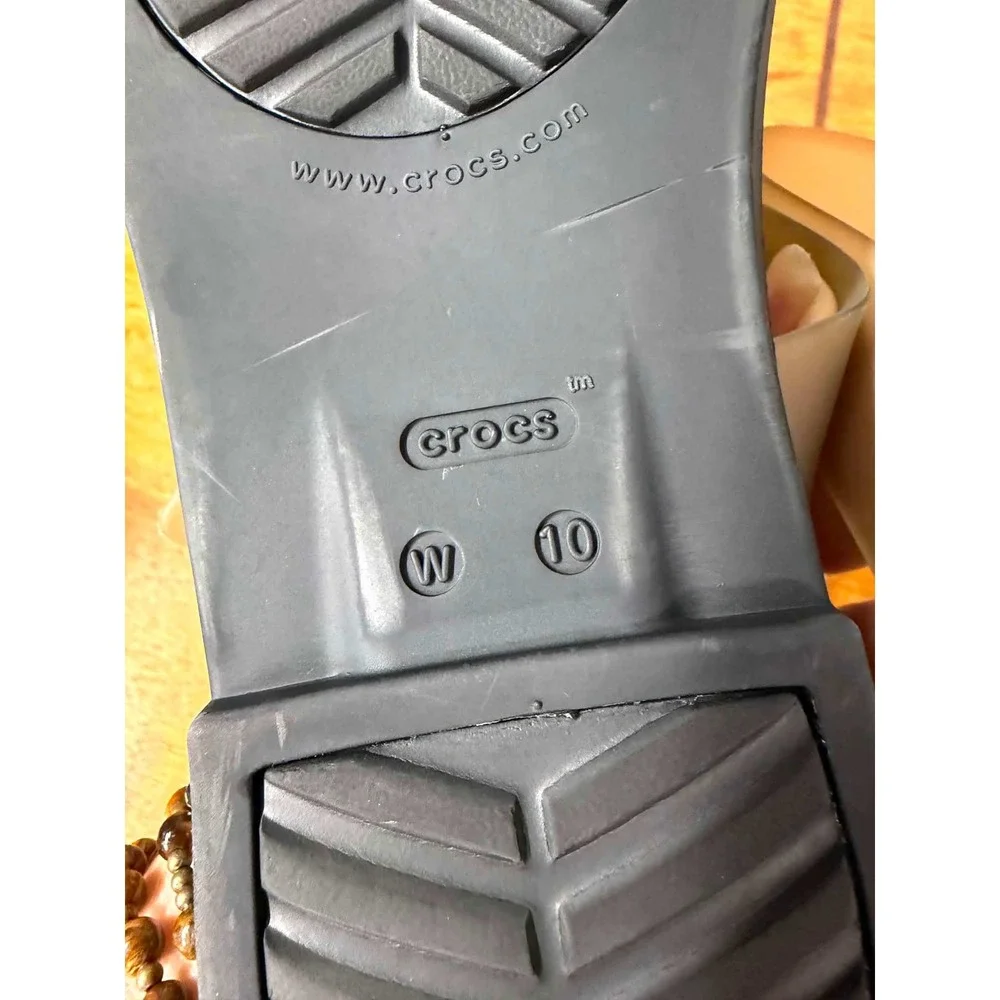 Crocs Tulum Translucent Toe Post Sandals Black Smoky Olive Womens 10 Flat Strap